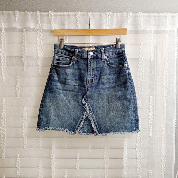7 FAM Fraye Distressed Vintage Denim Skirt - Picture 2 of 4